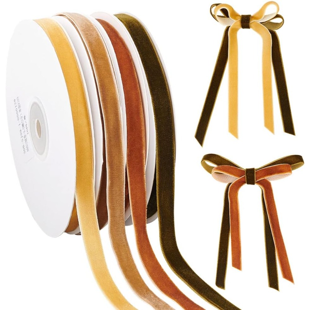 Velvet Ribbon Roll - 4 Gulungan 4 Warna Pita Beludru