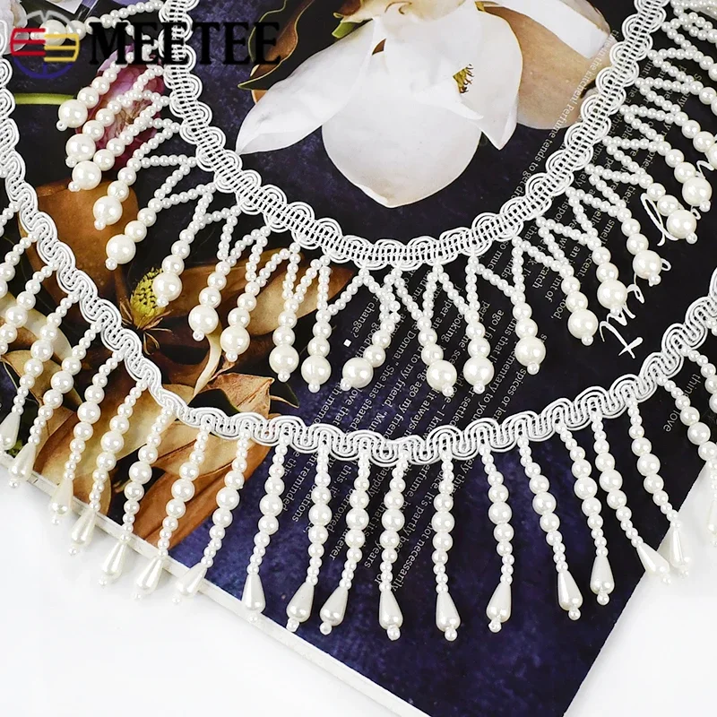 Fringe Ribbon Sewing - 1/2Yard Mutiara Manik-manik Rumbai Pinggiran Jahit