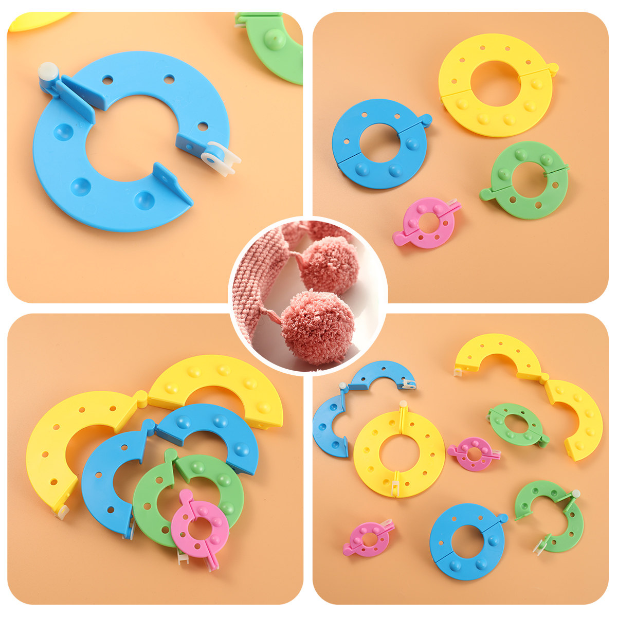 8Pcs 4 Ukuran Alat Pembuat Pom - Pom Pom Maker Tool ulasan dan harga