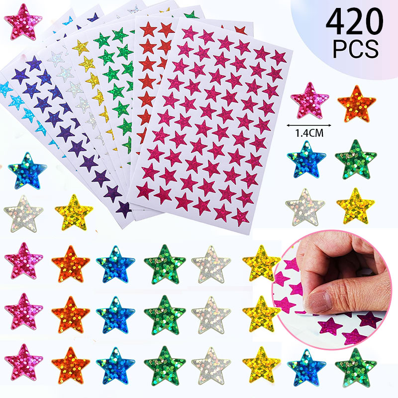420 Buah Stiker Bintang Stiker - Glitter Vinyl Roll ulasan dan harga